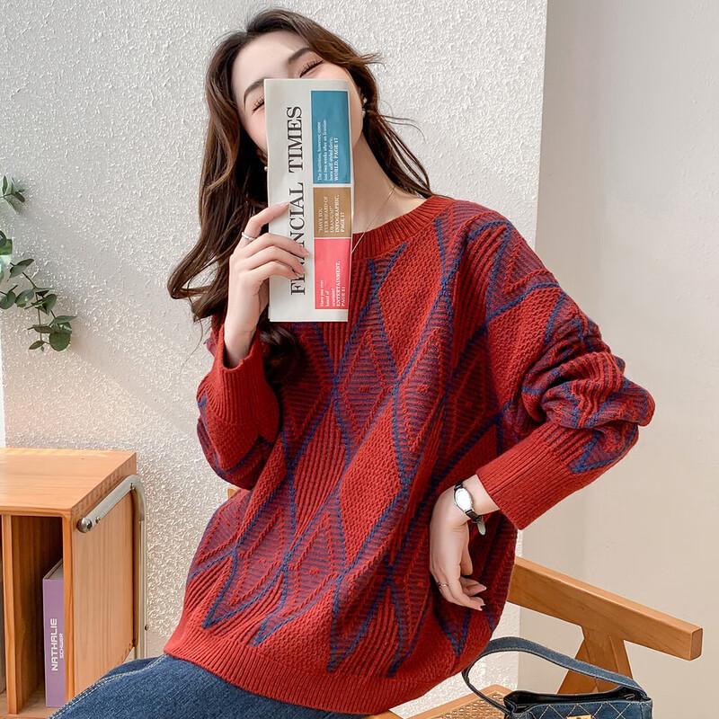 Mocana Women's Long Sleeve Argyle Knit Sweater