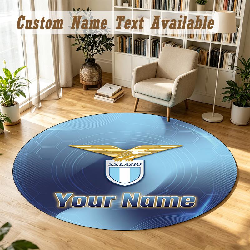 Round Rug Custom NameLazio FC Pattern Non Slip Carpet Home Floor Decor