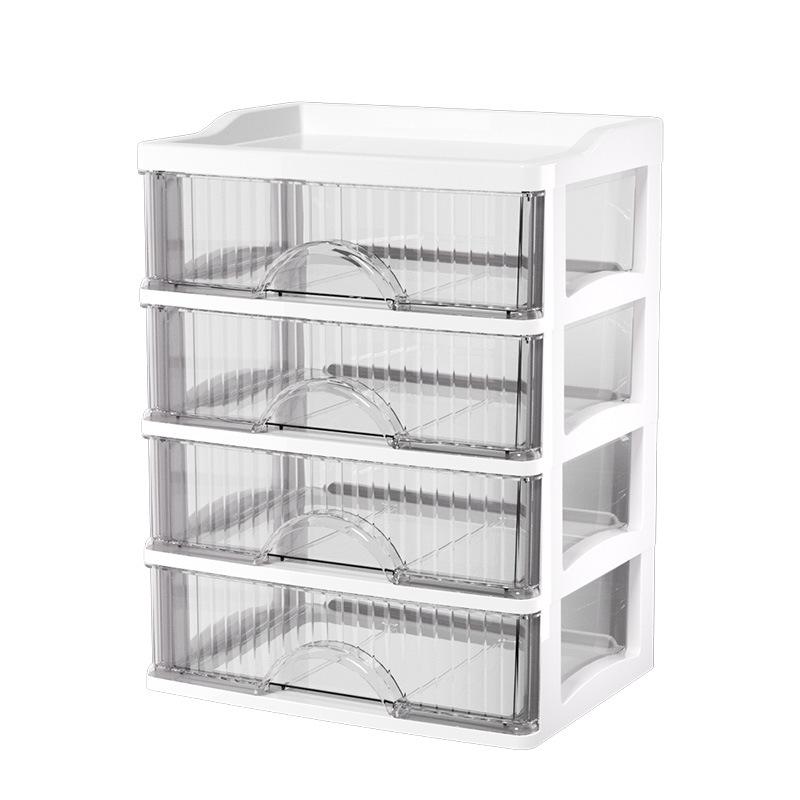 White Luxury Transparent Drawer Desktop Storage Cabinet for Cosmetics and Vanity Organization