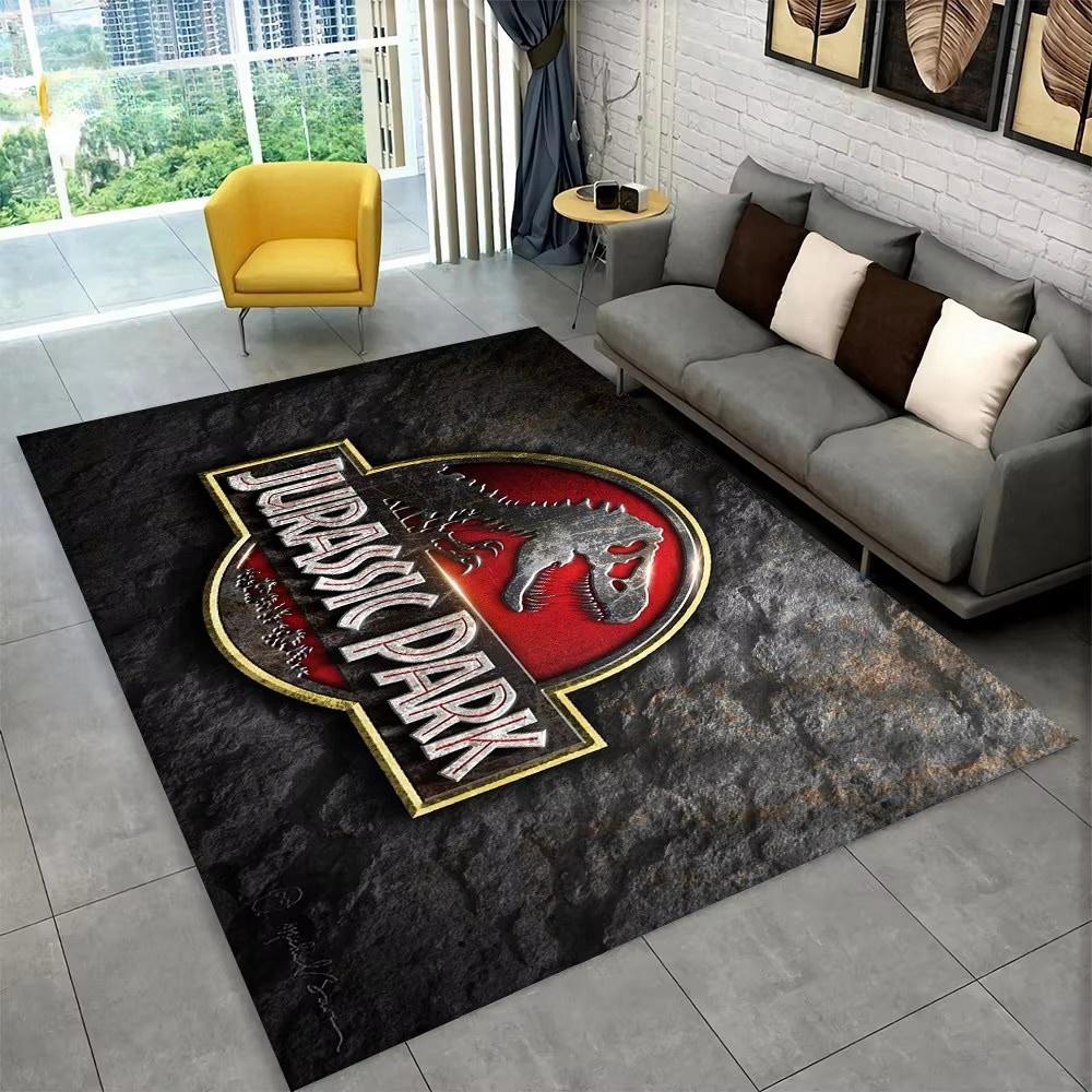 3D J-Jurassic Park Dinosaur Carpet Large Area Rug Bedroom Kids’ Playroom Floor Mat Non-Slip Living Room Decor Fun Sofa Accent