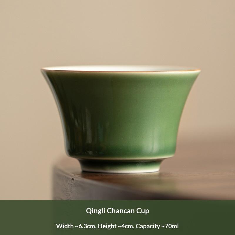 

Green Glaze Teacup Japanese Handmade Ceramic Kung Fu Tea Set Tasting Cup Home Use Small Single Cup Master Cup 200ml