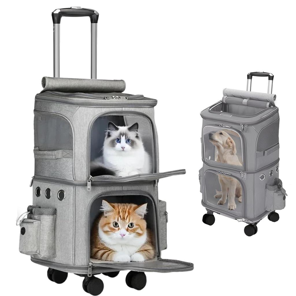 Pet Carrier Bag for 2 Multiple Pet Pet 4 Multiple Cat Carrier Load Pet Cart for 2 Medium Cats and Ventilated Portable 360 Degree for Going To the