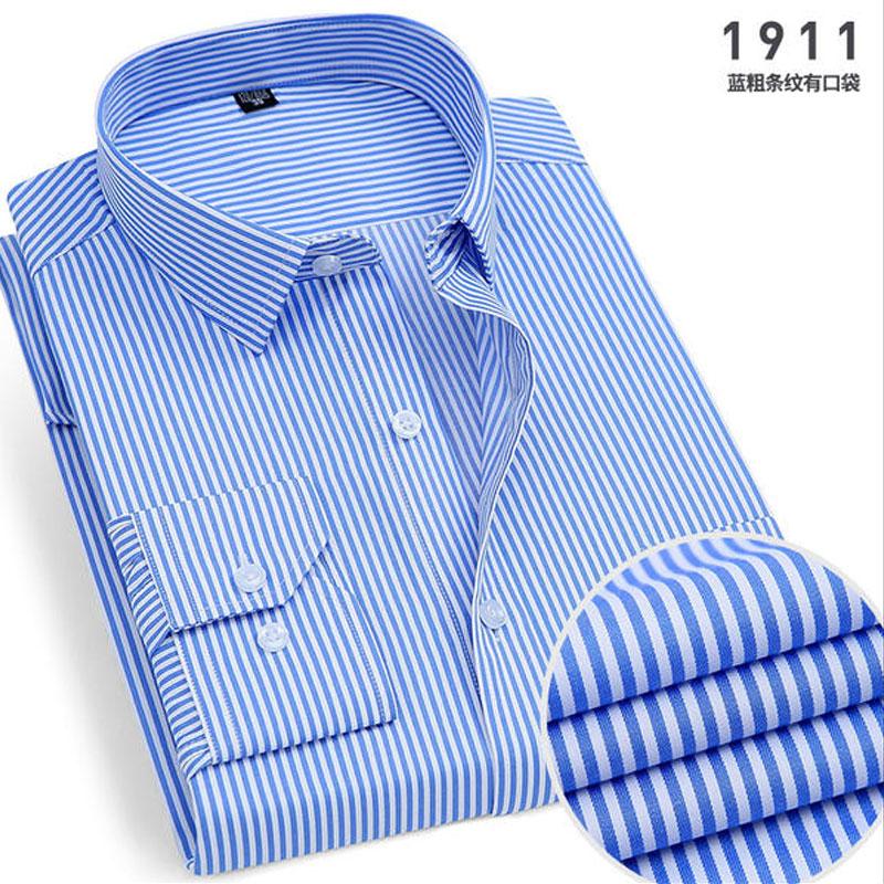 Spring New Men's Striped Long-sleeved Shirt Non-ironing Anti-wrinkle Comfortable Breathable Business Casual Fashion Slim Fit