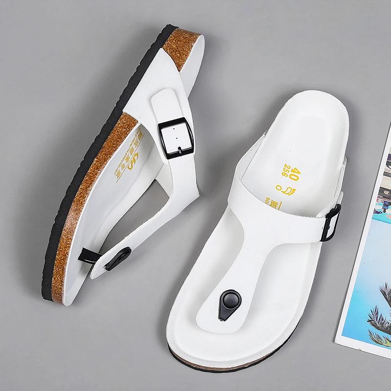 Fashion Brand Men Casual Flip Flops Slippers Men Outdoor Flats Slipprs Luxury Men Leather Summer Beach Vacation Casual Slippers Shoes