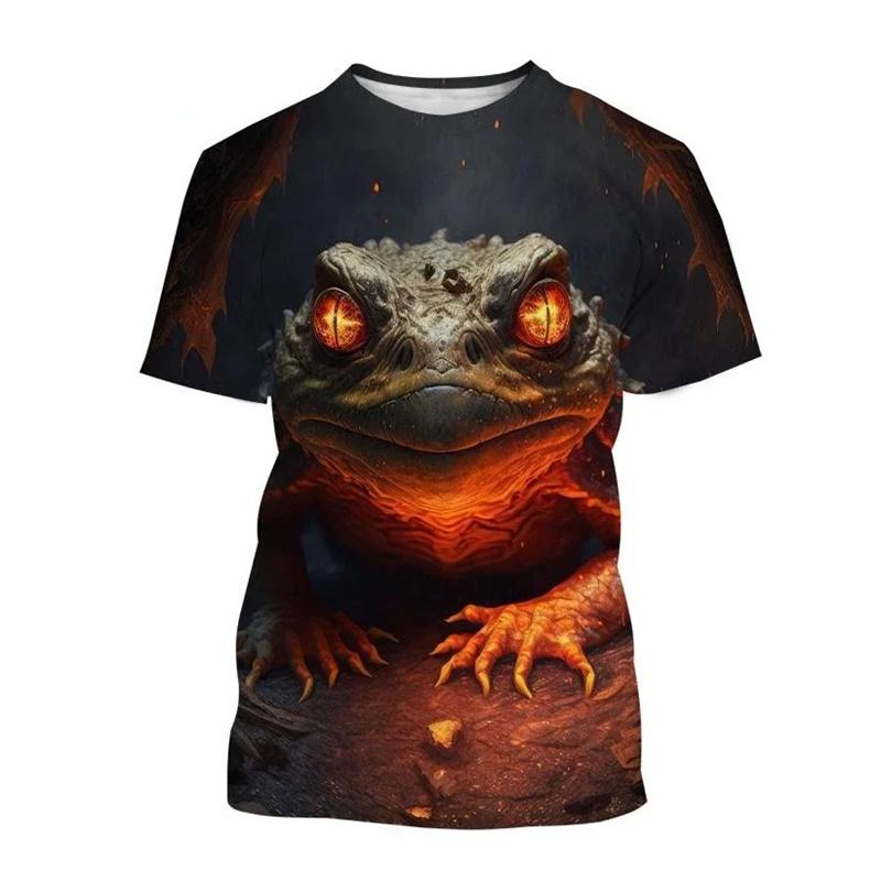 3D Printed Cute Frog T Shirt for Men Cartoon Animal Pattern Tees Summer Casual Loose Round Neck T-Shirts Unisex Street Tops