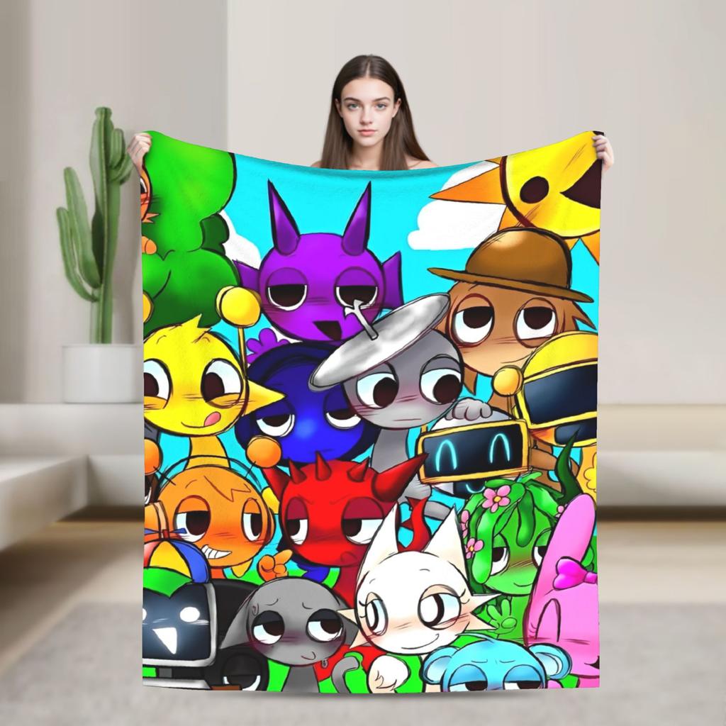 Sprunki Game Knitted Blanket Flannel Throw Blankets Summer Air Conditioning Portable Ultra-Soft Warm Bedspreads