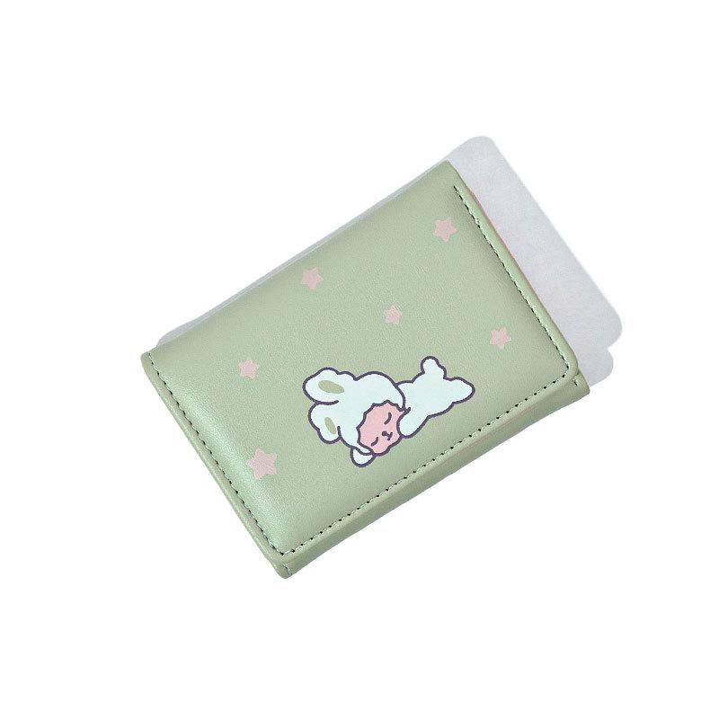 Cute Buckle Folding Wallet for Women Cartoon PU Leather Bank Card Holder Short Purse Birthday Gift for Girls Billfold