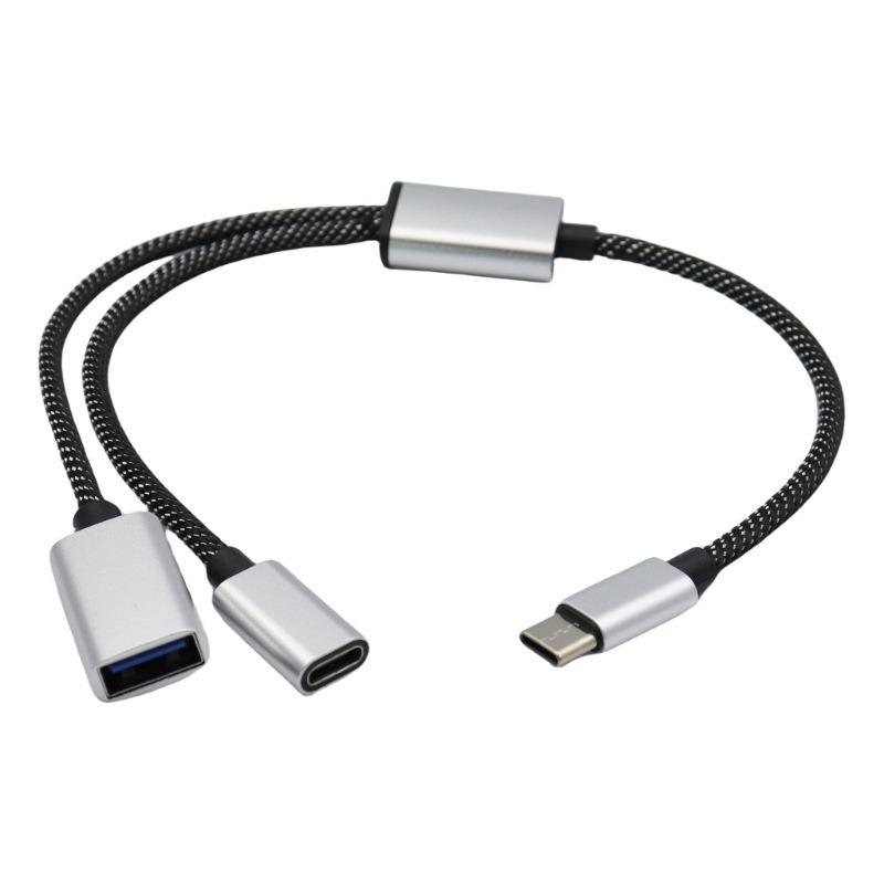 Type-C 4-in-1 USB 2.0 Hub: 2 USB + 1 Type-C Ports
