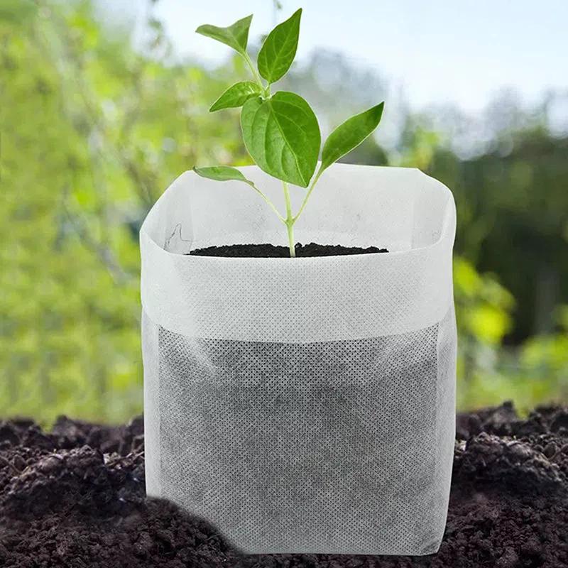 8x10cm 100st Biologiskt nedbrytbara fröodlingspåsar, Icke-vävda odlingspåsar för växter, Plantpåse av tyg, Trädgårdsförnödenheter för hemmet