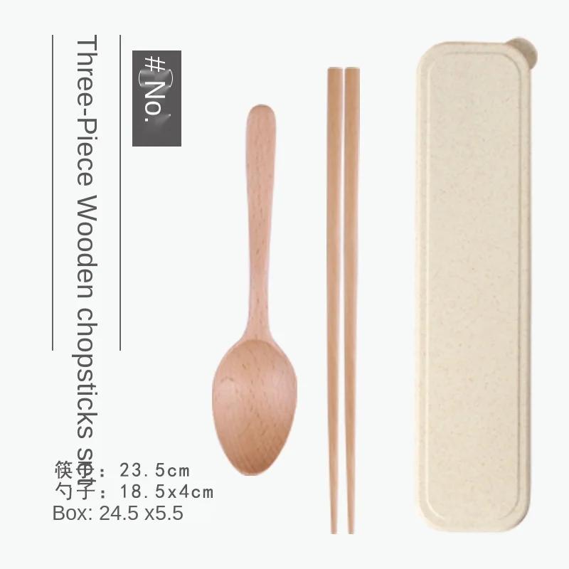 Natural Wooden Spoon & Fork Dinner Kit Rice Soups Utensil Cereal Handmade Home Tableware Dinnerware Cutlery For Kicthen