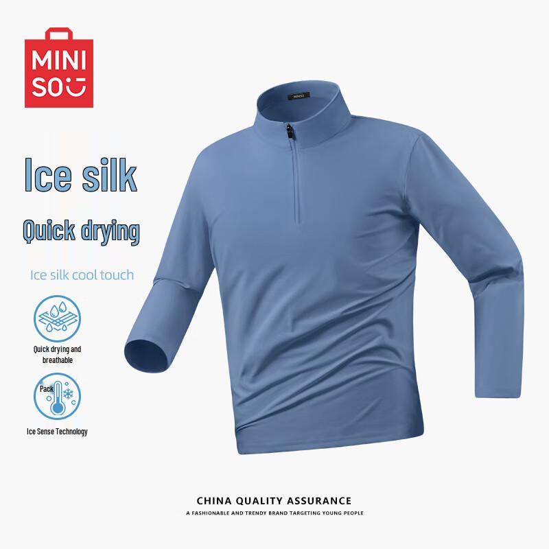MINISO Men's Half-High Collar Long Sleeve Sports T-Shirt