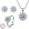 New 925 Silver Set High Quality Necklace Earring Ring Chain Fashion Jewelry For Women Wedding Birthday Gift