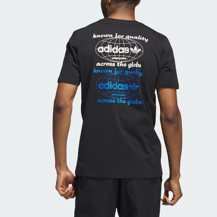 Adidas Originals Trefoil Logo Graphic Crewneck Sports Tee Men Tops Black IJ0981