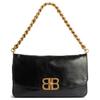 Distressed Gold Logo Lock Clasp Small Calfskin Shoulder Crossbody Handbag Women Handbags Black 7485962AAIZ1000