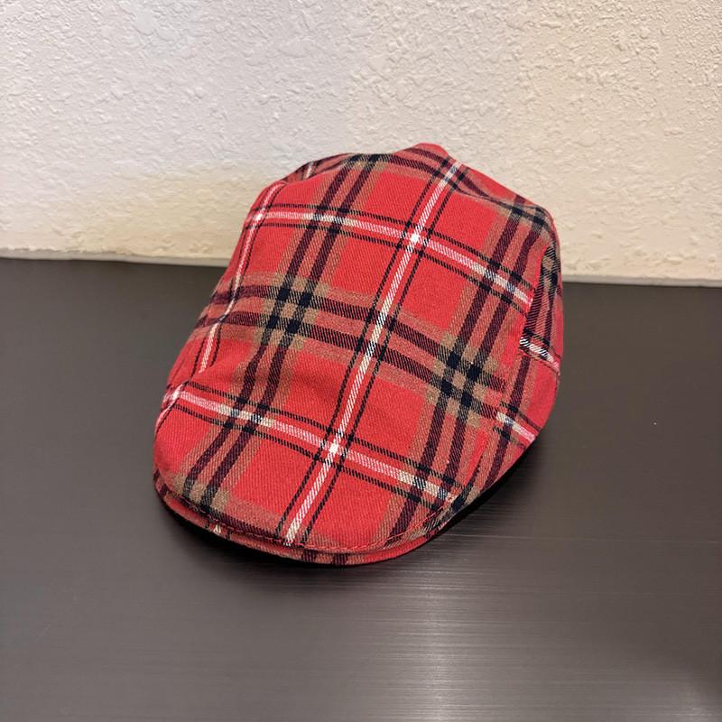 Vintage Japanese Plaid Beret Hat For Women With Short Brim Casual Fashion Accessory