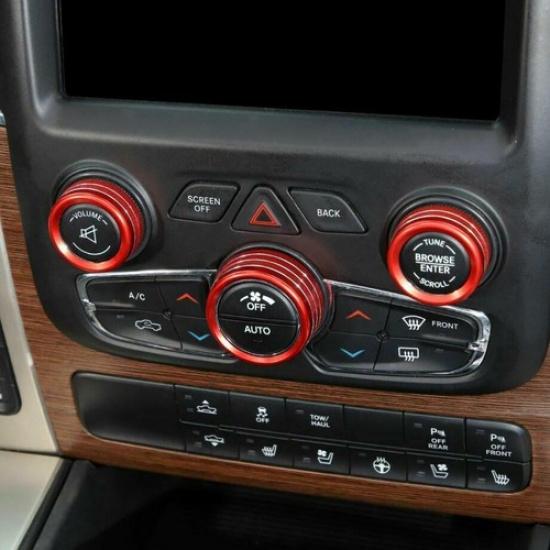 For Dodge RAM 1500 2013-2017 Red Center Console AC Radio Switch Knob Cover Trim
