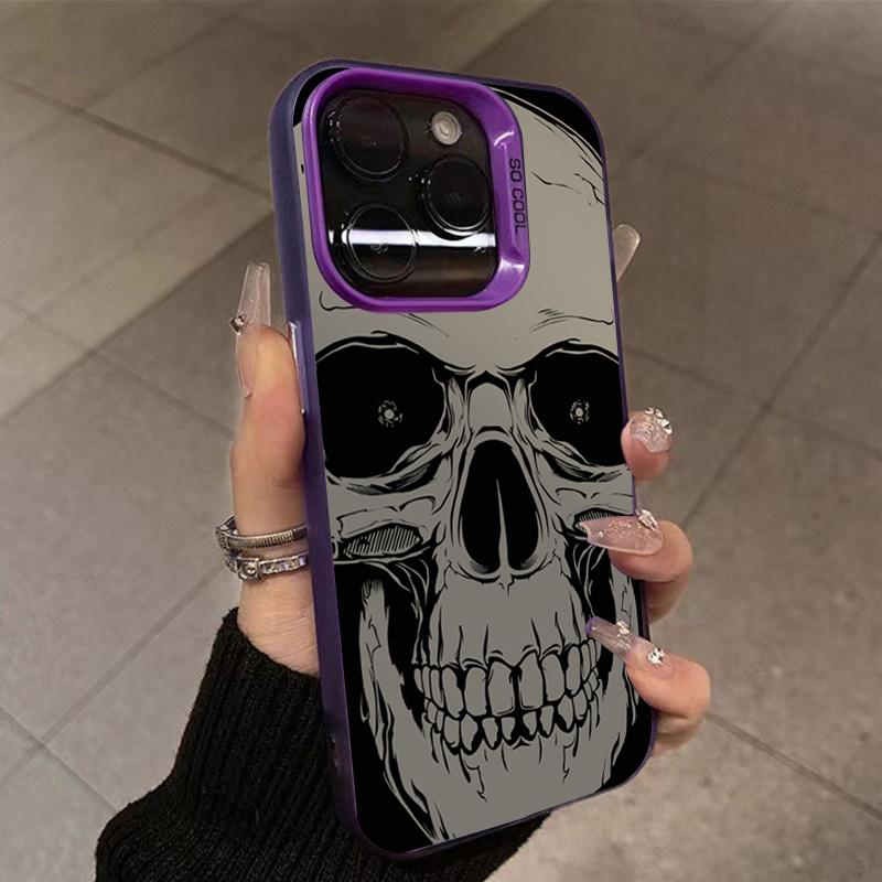 Four Spooky Skull Patterns Phone Case For iPhone 14 13 12 11 15 16 Pro XS Max 8 7 Plus X XR 12 Mini Plating Shockproof Cover