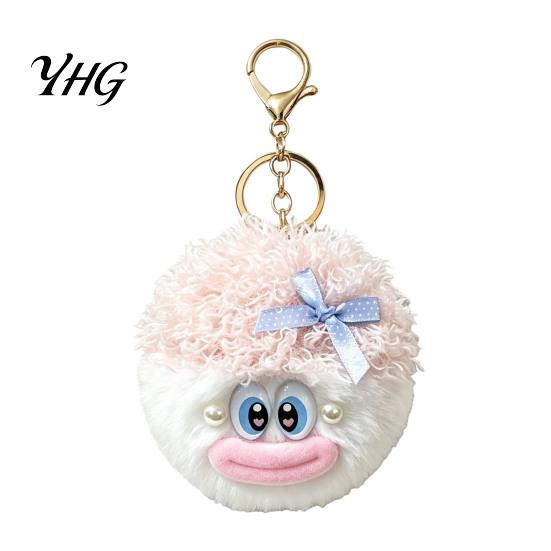 Men Women Decorative Pendant Cartoon Curly Hair Head Keychain, Plush Keychain with Metal Clasp, Aesthetic Backpack Charms Backpacks Handbags Keys for