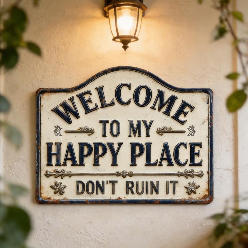 Welcome To Happy Place Sign Wall Decors Welcome Sign For Front Door Wooden Hanging Wall Decors Bedroom Home Decors