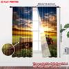 2D flat printing 2pcs Window Treatment Curtains Sunset Farm Tractor Digital Printed Polyester Drapes Festive Wall Decor Perfect