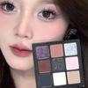 9 Farben Dark Punk Smoked Lidschatten-Palette Schwarz Lila Perle Matte Aufhellung Liegende Seidenraupe Feiner Schimmer Erdfarben-Make-up