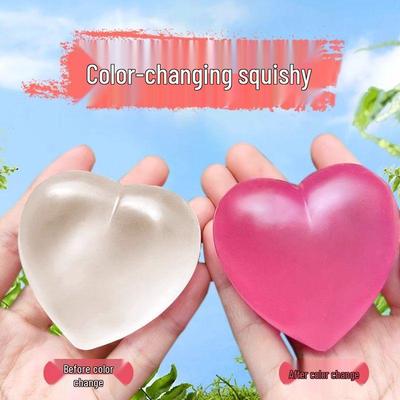 Color-Changing Heart Squeeze Toy: Reddening Stress Reliever with Slow Rebound