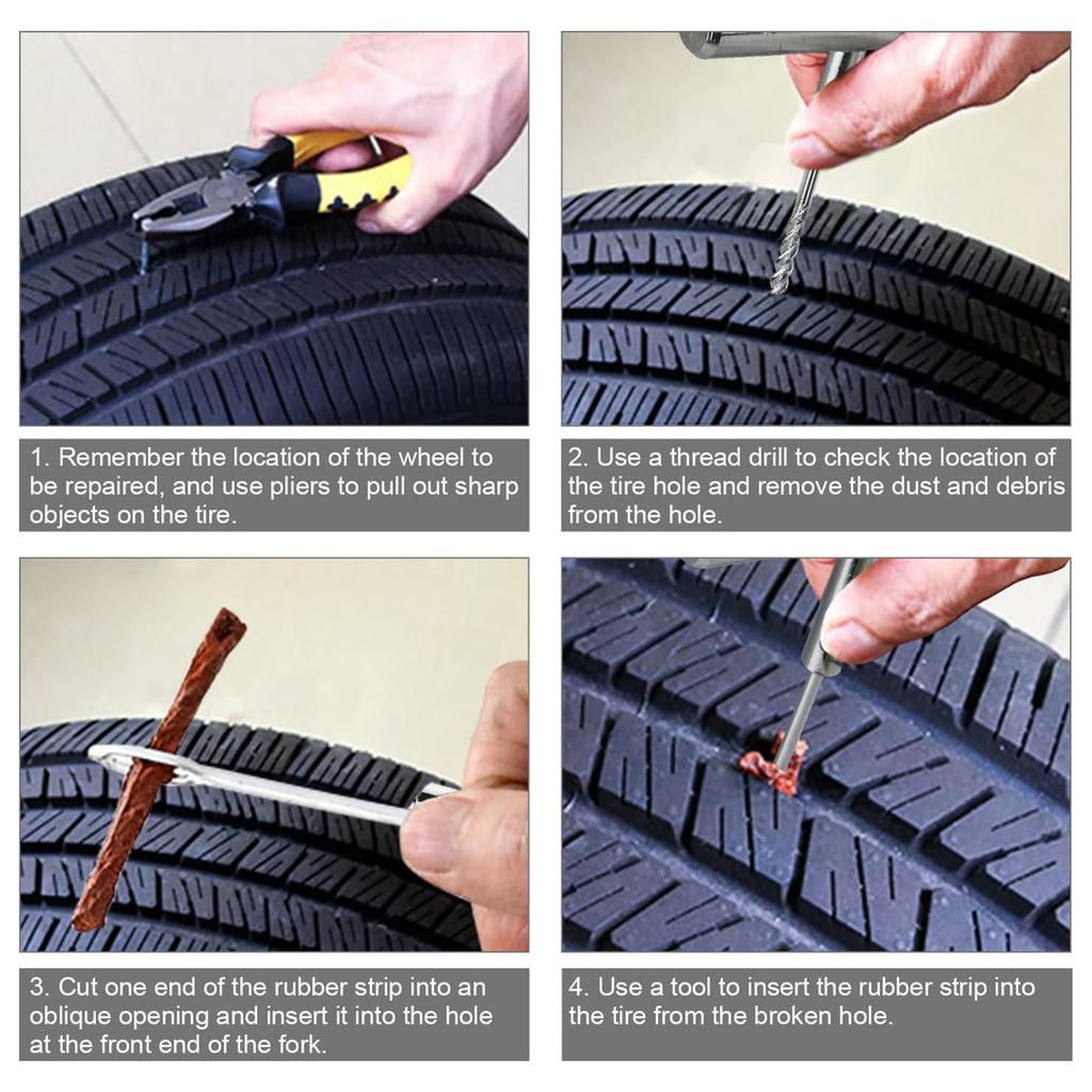 Multifunctional Vehicle Tire Repair set Efficient Flat Tire Fixing set  Tool set 33/58pcs for Roadside Fixes