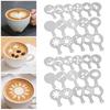 Conjunto de 16 Peças de Moldes para Arte em Café Latte com Cabo Antiderrapante, Modelo Espessado para Arte Latte para Cappuccino, Chocolate Quente, Decoração de Bolo, Fácil de Limpar, Presente para Barista