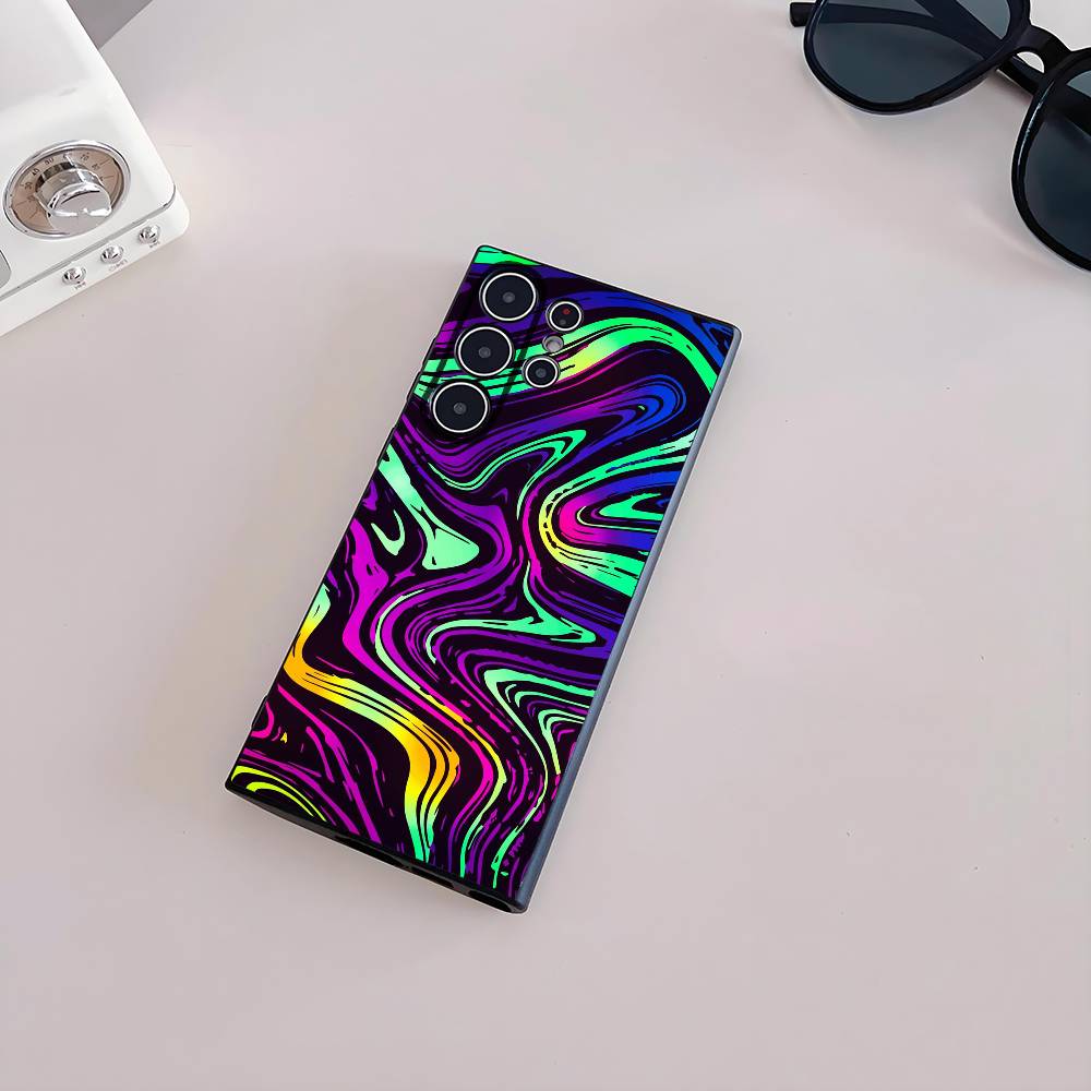 Fashion Neon Swirls Phone Case For Samsung Galaxy S25 S24 S22 S23 Ultra S21 S20 Plus 5G Frosted Non-Slip Full Cover Soft Case