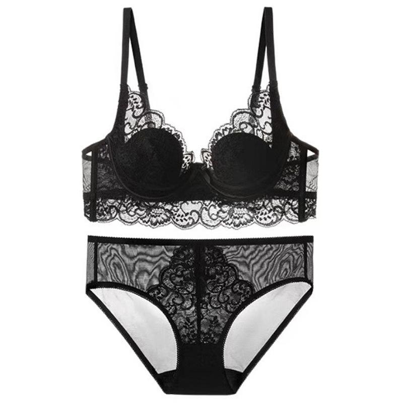 French Underwear Women's Summer Pure Desire Rabbit Ears Cup Lace Underwear Big Chest Small Large Size Sexy Bra Cover