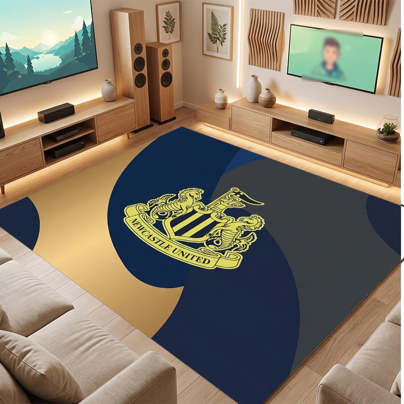 Tappeto in Velluto di Cristallo con Stampa di Calcio del Newcastle United, Comodo Assorbente d'Acqua Antiscivolo Tappeto per Pavimento Interno