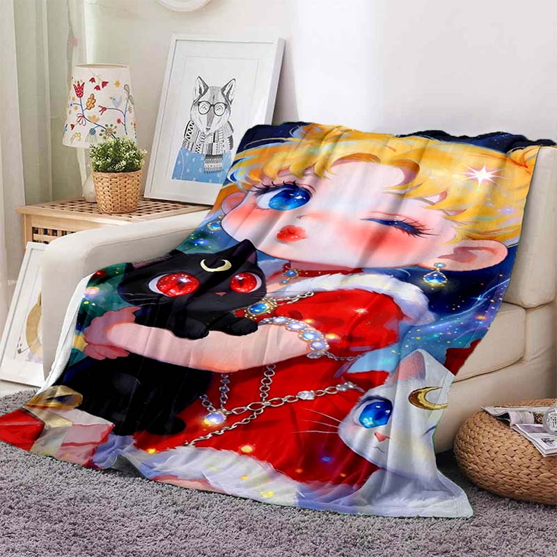 Various styles of Sailor Moon anime character blankets are suitable for use on beds, in bedrooms, on sofas, picnics, and other 1