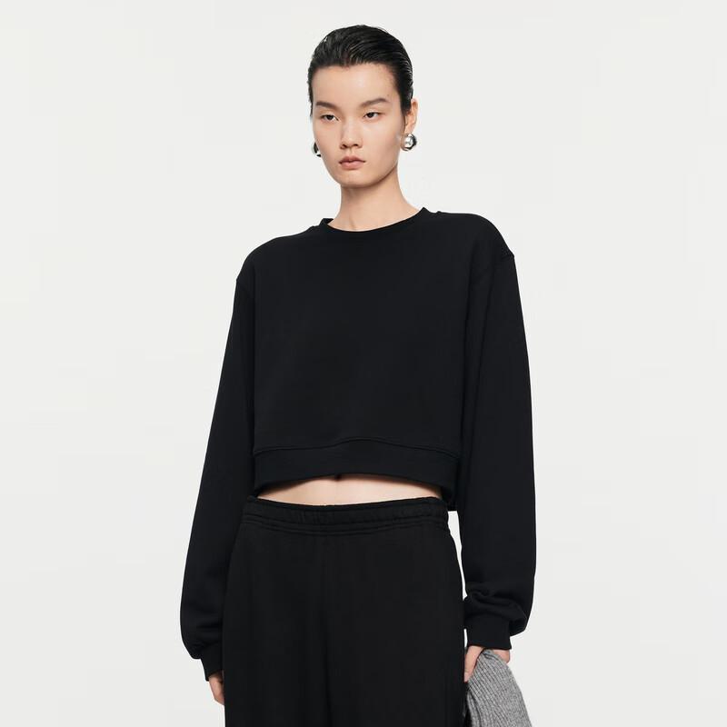 JNBY 2024 Fall Loose Fit Round Neck Cropped Sweatshirt