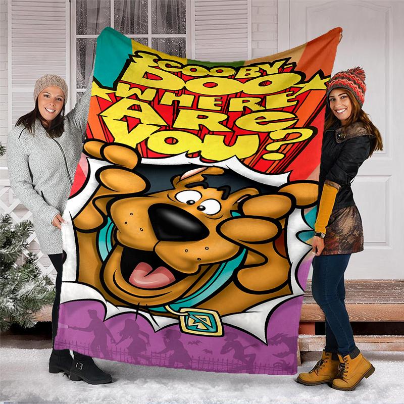Scoobydoo Temalı Baskılı Battaniye Kanepe Yatak Seyahat Dış Mekan Kullanımı İçin Mükemmel Makinede Yıkanabilir Rahat Dayanıklı