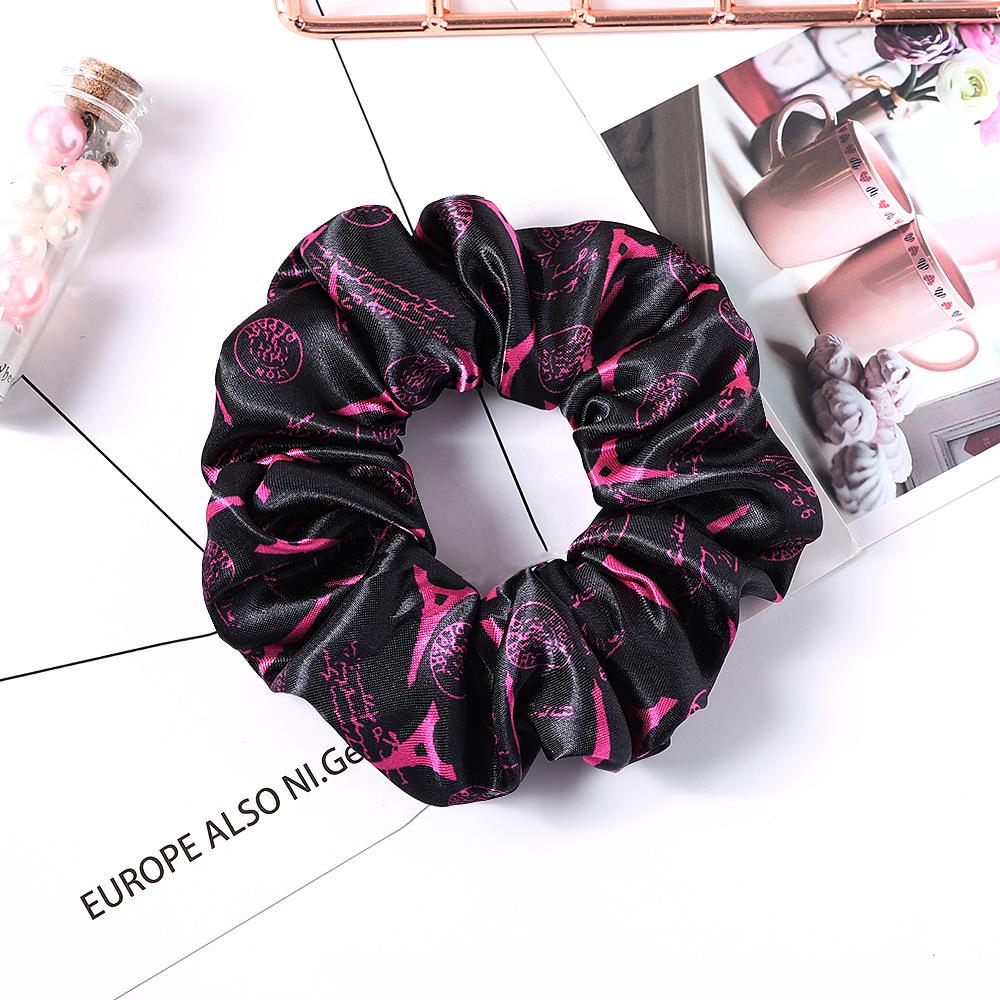 New Satin Printed Flower Floral Scrunchie Women Girls Elastic Hair Rubber Bands Accessories Tie Hair Ring Rope Holder Headdress