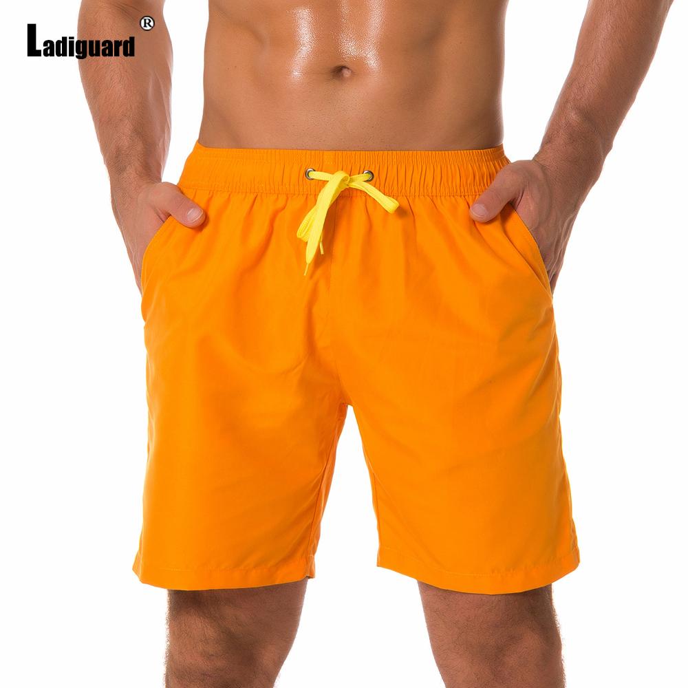 Ladiguard Plus size Men Leisure Flamingo Print Shorts 2022 Summer New Sexy Drawstring Shorts Male Casual Pocket Beach Half Pants