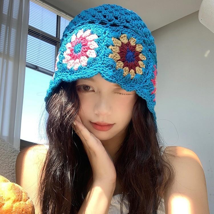 Summer Knitted Chic Fisherman Hat In Blue And Beige Ideal For Genderneutral Fashion Lovers