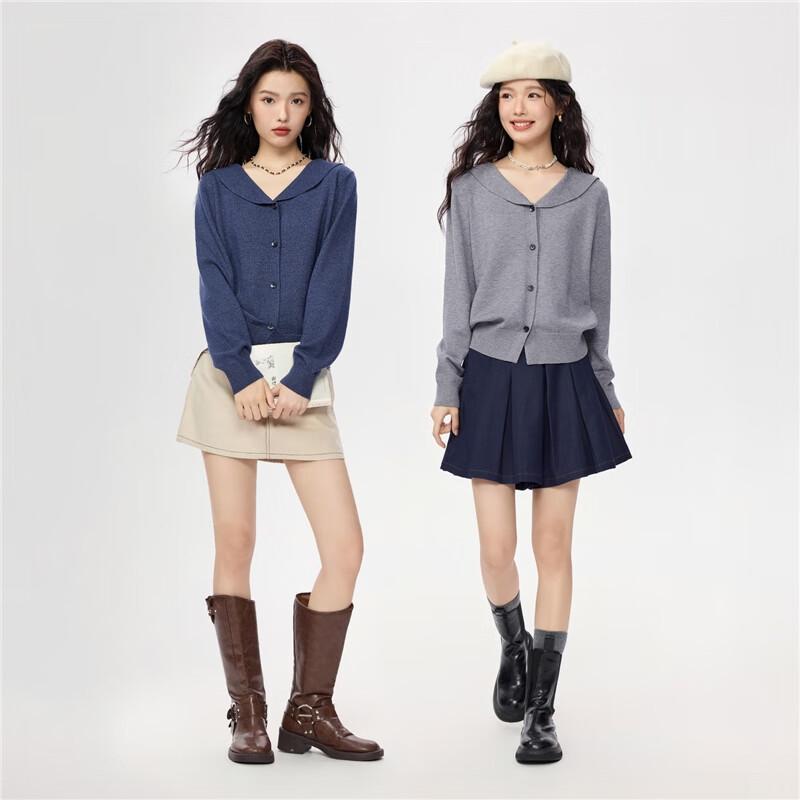 Giordano Women's Autumn/Winter Heathered Knit Cardigan Sweater