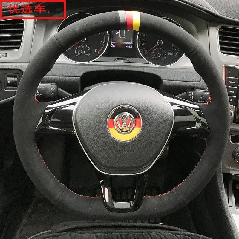 עבור פולקסווגן VW גולף 7 Mk7 פולו ג'טה פאסאט B8 טיגואן שאראן טוראן כיסוי הגה קלוע עשה זאת בעצמך סיבי פחמן פנים