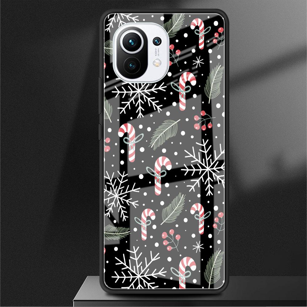 Glass Case For Xiaomi Poco X3 NFC 11 Lite 11T F3 M3 For Redmi Note 11 10 9 8 Pro 10S 9S 9A 9C Phone Cover  Snow Merry Christmas