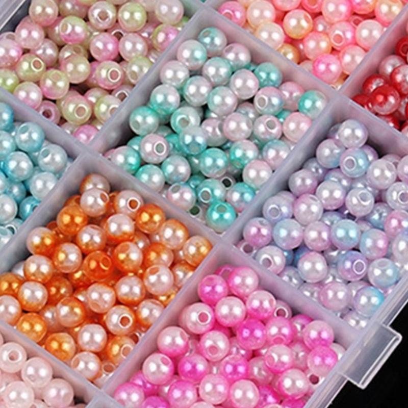 Colorful Imitation Pearls for Craft 1200Pcs 6MM Sew On Pearls Beads with Holes for Jewelry Making Bracelets Necklaces