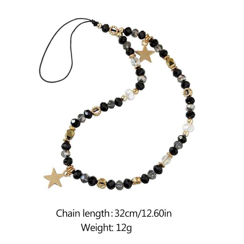 Beaded Mobile Phone Chains Phone Jewelry Women Girls Anti Lost Telephone Lanyard Hanging Rope Star Pendant Phone Lanyard