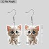 2D Flat Cat Dangle Earrings for Women Cute Cartoon Animal Drop Dangling Earrings Acrylic White Cat Flower Earrings Hallowmas Jewelry