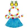 Hawaiian Tropical Party Combo 30CM Grass Skirt 4 Leis 6 Pineapple Glasses Decor