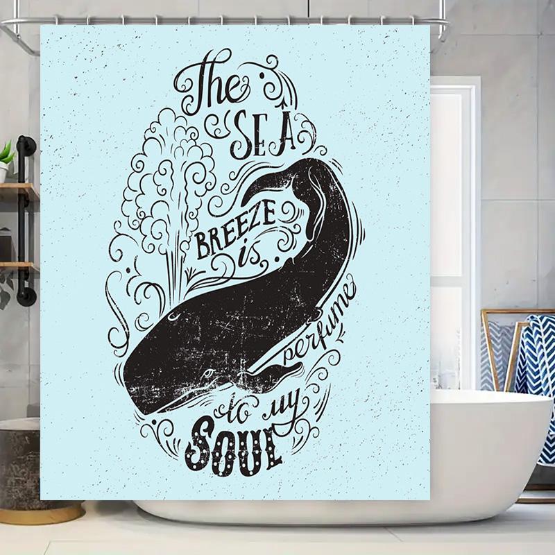 

Whale Bathing Room Decor Shower Curtain Blue Black Nautical Style With Inspiring Quote For Home Bathroom Decoration Size: 69 X 7 W60H190(CM)-1 Pcs