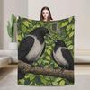 Raven Blanket Gothic Crow Throw Dark Academia Bird Flannel Home Decor