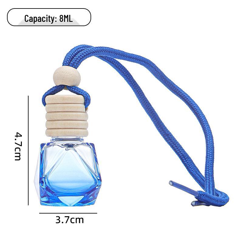 Colored Glass Car Air Freshener Bottle with Lanyard – Rearview Mirror Pendant & Essential Oil Diffuser