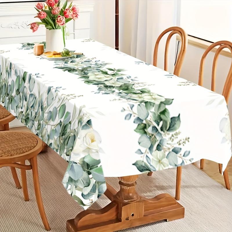 Spring Summer Eucalyptus Leaves Floral Tablecloth for Table Decor Watercolor Leaf Kitchen Dining Table Cloth Holiday Party Decor