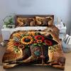 Western Boots with Sunflowers Bedding Duvet Cover Set  (1*Duvet Cover 2*Pillowcases, without duvet insert)