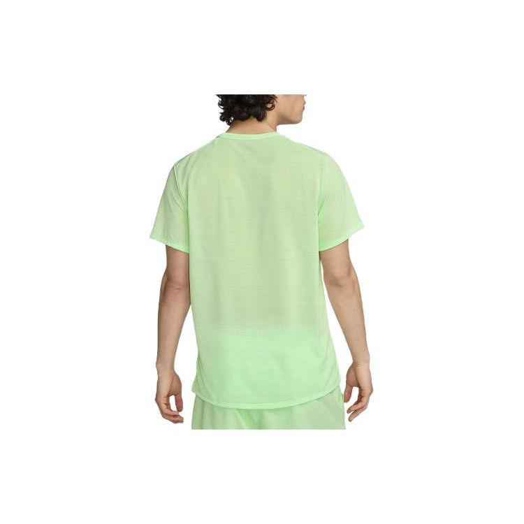 Nike Dri-FIT Miler Solid Color Logo Reflective Design Crew Neck Short Sleeve T-Shirt Men Tops Steam-Green DX0875-376